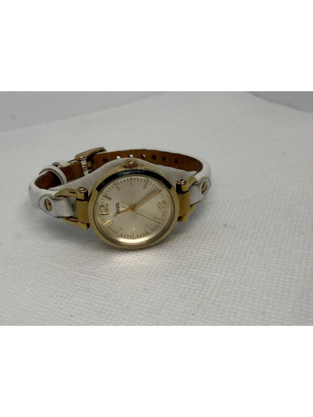 Fossil Georgia Women Gold-Tone Stainless Steel Watch White Leather Strap ES3266 - Picture 9 of 11